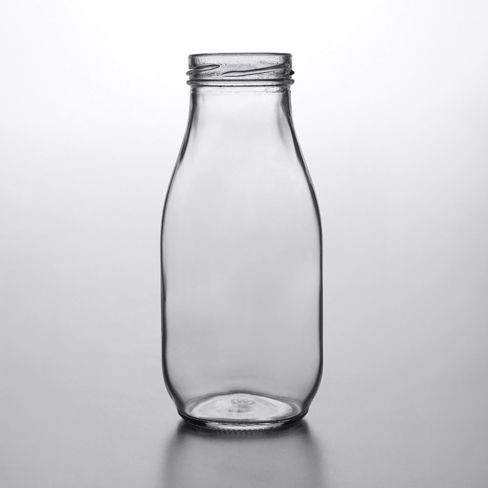 FINAL PRICE ✂️ Set of 2 ~ 14 oz Glass Milk Bottle with White Lid - Picture 4 of 7